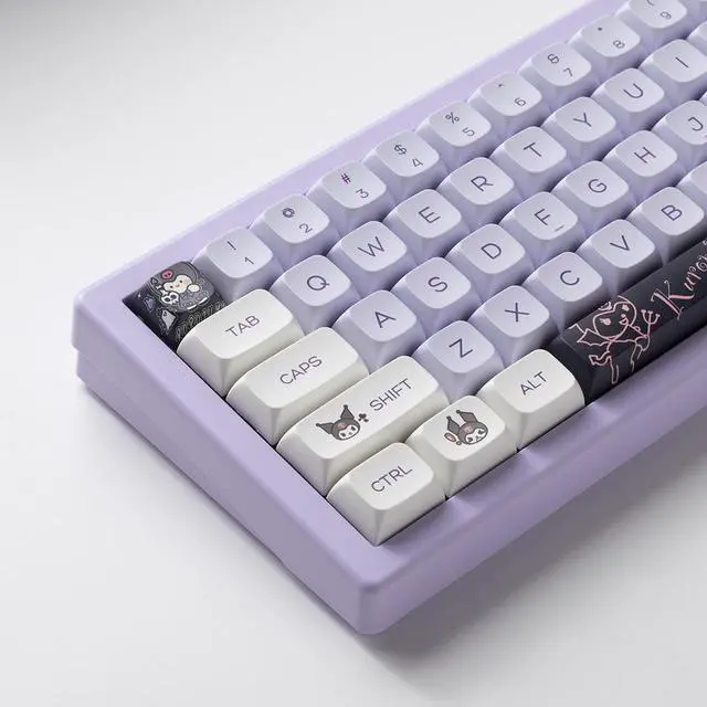 Alt view image 3 of 7 - 144 Keys Sanrio Kuromi Key Cap Xda Height Cute PBT Pentahedron Thermal Sublimation Keyboard Caps DIY Fits Most Mechanical Keyboards 68 61 84 87 Keyboard Accessory