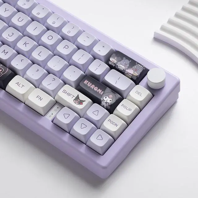 Alt view image 7 of 7 - 144 Keys Sanrio Kuromi Key Cap Xda Height Cute PBT Pentahedron Thermal Sublimation Keyboard Caps DIY Fits Most Mechanical Keyboards 68 61 84 87 Keyboard Accessory