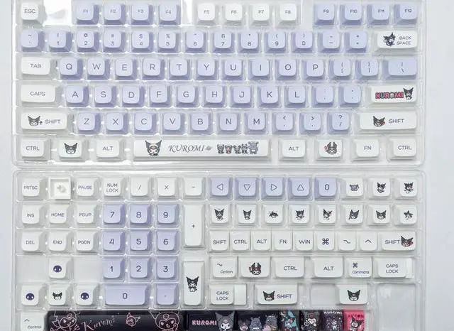 Alt view image 4 of 7 - 144 Keys Sanrio Kuromi Key Cap Xda Height Cute PBT Pentahedron Thermal Sublimation Keyboard Caps DIY Fits Most Mechanical Keyboards 68 61 84 87 Keyboard Accessory
