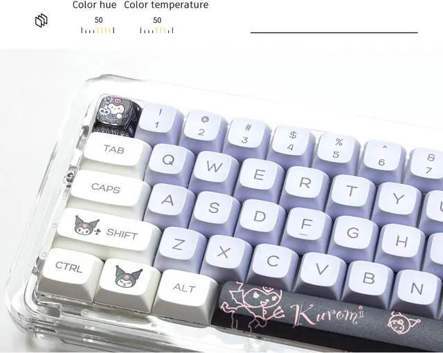 Alt view image 6 of 7 - 144 Keys Sanrio Kuromi Key Cap Xda Height Cute PBT Pentahedron Thermal Sublimation Keyboard Caps DIY Fits Most Mechanical Keyboards 68 61 84 87 Keyboard Accessory