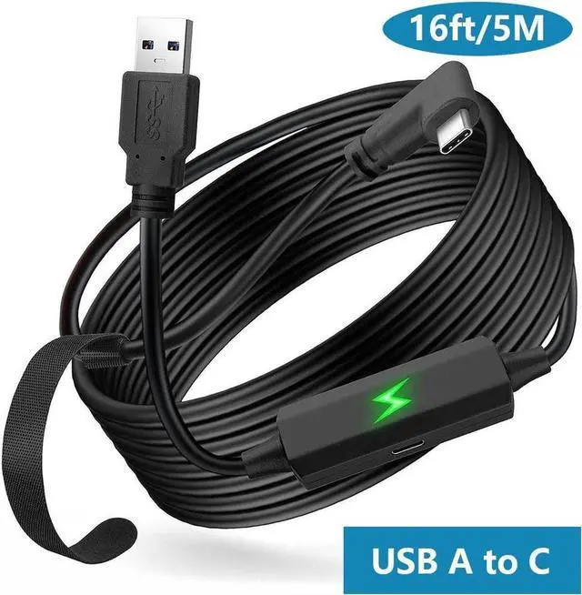 Main image of 18W USB A to C VR Link Cable 16FT / 5M Compatible with O-c-ulus Quest 2 Port, USB 3.0 to USB C Transmission Rate 5Gbps Link Cable for 120HZ PC/Steam VR Video Games