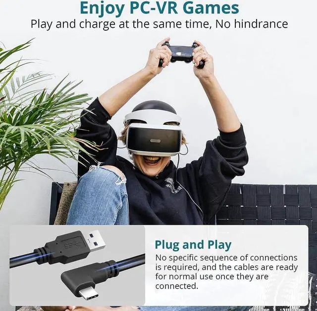 Alt view image 4 of 6 - 18W USB A to C VR Link Cable 16FT / 5M Compatible with O-c-ulus Quest 2 Port, USB 3.0 to USB C Transmission Rate 5Gbps Link Cable for 120HZ PC/Steam VR Video Games