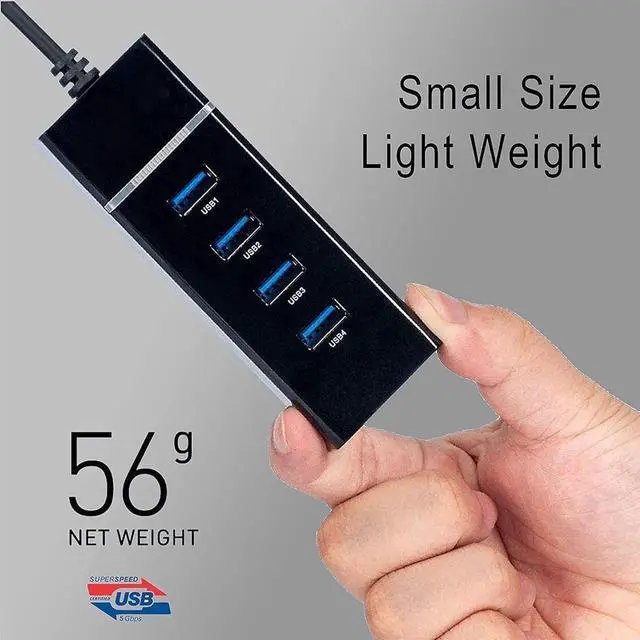 Alt view image 4 of 7 - USB Hub 4 x USB3.0, 4 Port USB 3.0 Hub with 1ft USB Splitter Cable Multi USB Port Expander, USB Hub for Laptop, PC, Mac, Printer, Mobile HDD, USB Flash Drive, School or Business Computer Accessories