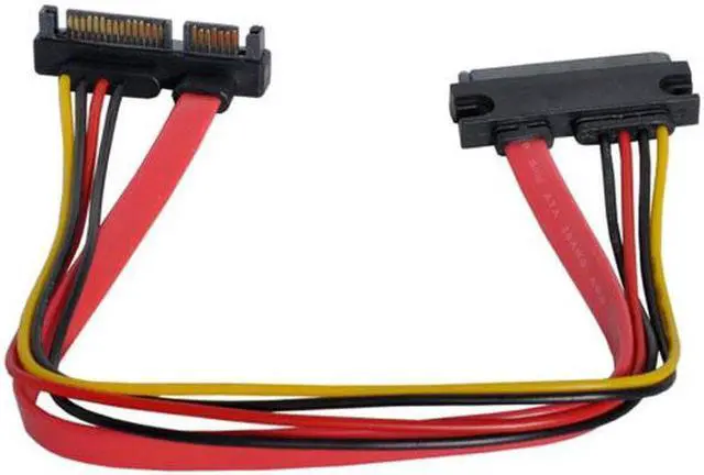 Alt view image 5 of 7 - Aomoproing Down Angled SATA III 3.0 7+15 22 Pin SATA Male to Female Data Power Extension Cable 30cm
