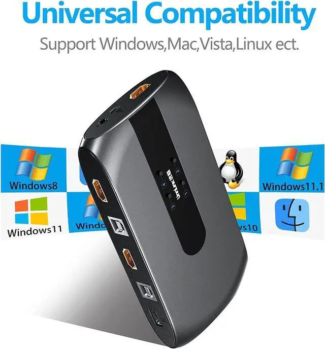 Alt view image 3 of 7 - HDMI 4 Port Box, USB KVM Switch for 4 Computers Share One Keyboard Mouse and HD Monitor, 4 in 1 Out HDMI KVM Switch, Support UHD 4K (3840x2160)