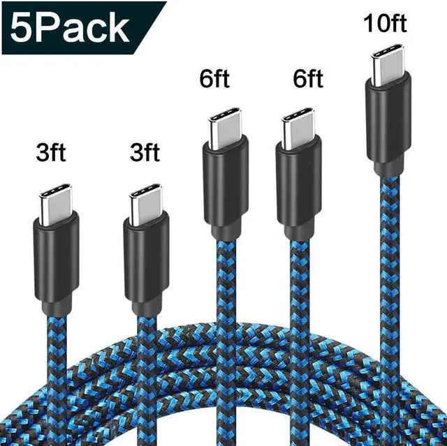 Main image of USB C Cable, [5-Pack 3A] 3/3/6/6/10ft Fast Charge Various Lengths Durable Nylon Braided USB A to USB C Charging Cable Compatible with Samsung Galaxy S20/ S20 Plus/S10/S9/Note 20 Ultra/Google Pixel