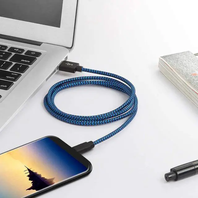 Alt view image 6 of 7 - USB C Cable, [5-Pack 3A] 3/3/6/6/10ft Fast Charge Various Lengths Durable Nylon Braided USB A to USB C Charging Cable Compatible with Samsung Galaxy S20/ S20 Plus/S10/S9/Note 20 Ultra/Google Pixel