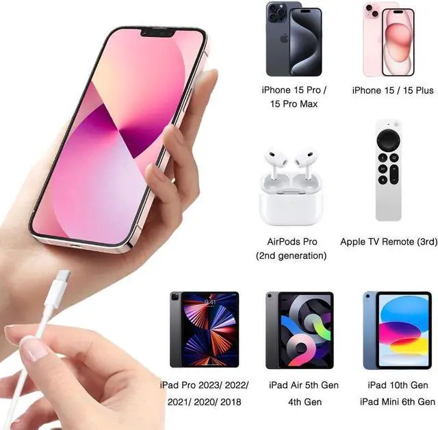 Alt view image 3 of 6 - Car Carplay Cable for iPhone 15, USB A to USB C Cable for iPhone 15 Pro Max 15 Plus for Carplay USB C Cord, Apple TV 4K Remote (3rd Gen) Cable iPad Pro/iPad Air/(2nd gen), Car Charger Cord