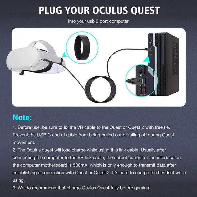 Alt view image 4 of 7 - for Oculus Link Cable 16FT (5M), VR USB 3.0 USB A to USB C for Quest 2 Link Headset Cable, USB 3.2 Type C to A High Speed Data Transfer & Fast Charging Cord Compatible for Quest 1/2 and Gaming PC VR
