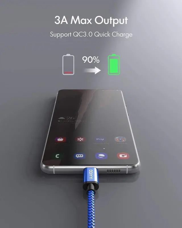 Alt view image 3 of 6 - USB Type C Cable Fast Charging [3-Pack 3ft], USB to USB C Cable Braided Charger Cord for iPhone 15/15 Pro Max/15 Plus/15 Pro, Samsung Galaxy S24 S23 S10e, Note 20 10, A14 A15 A25 A53 A54