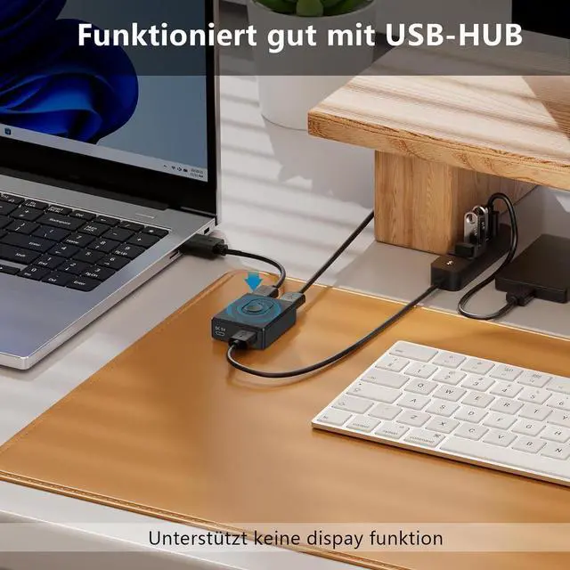 Alt view image 5 of 7 - USB Switch for 2 Computers, Bi-Directional USB 3.0 Switch 2 in 1 Out or 1 in 2 Out, with 10 W Port & 2 Pieces 1M USB 3.0 Cable, USB KVM Switch for PC, Laptop, Mouse, Keyboard, USB Hub, Printer, Car