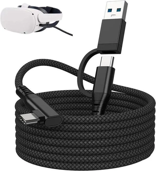 Main image of Compatible for Oculus Quest 2 Link Cable 10FT/3M, USB C to USB C/USB A 2 in 1 Cable,High Speed Data Transfer & Fast Charging Type C Cable for Quest 1/2 Oculus VR Headset to a Gaming PC
