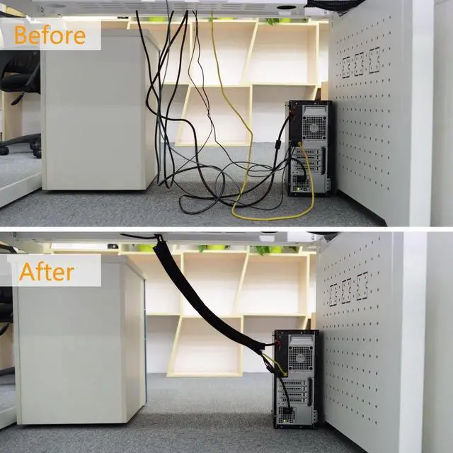 Alt view image 7 of 7 - Cord Organizer System Cable Management Sleeve, 19.5 inch, Wire Cover with Zipper, Cable Wrap, Cord Sleeves for TV, Computer, Office, Home Entertainment, 4 Pack