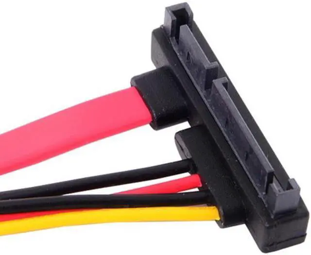 Alt view image 2 of 6 - Aomoproing Up Angled SATA III 3.0 7+15 22 Pin SATA Male to Female Data Power Extension Cable 30cm