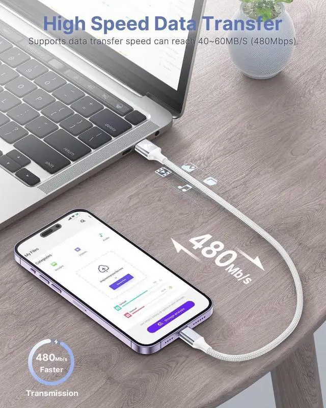 Alt view image 6 of 7 - Aioneus Short iPhone Charger Cord 1ft 2Pack, Apple Certified USB A to Lightning Cable 1 Foot Nylon Braided Short iPhone Cable Fast Charging for iPhone 14 13 12 11 Pro Max XR XS 8 7 6 Plus SE