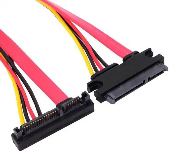 Alt view image 3 of 7 - Aomoproing Up Angled SATA III 3.0 7+15 22 Pin SATA Male to Female Data Power Extension Cable 30cm