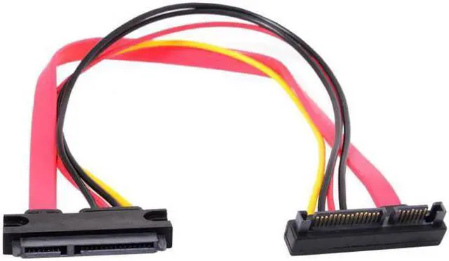 Alt view image 4 of 7 - Aomoproing Up Angled SATA III 3.0 7+15 22 Pin SATA Male to Female Data Power Extension Cable 30cm