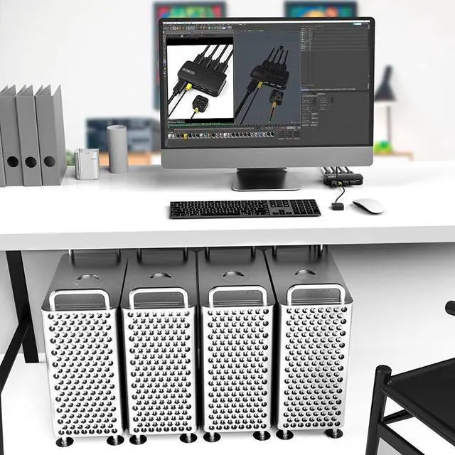 Alt view image 5 of 7 - HDMI KVM Switch 4 Ports USB HDMI Switcher for 4 Computers Share Keyboard Mouse Printer and One HD 4K Monitor 4K@30Hz/1080P with 4 USB & HDMI Cables