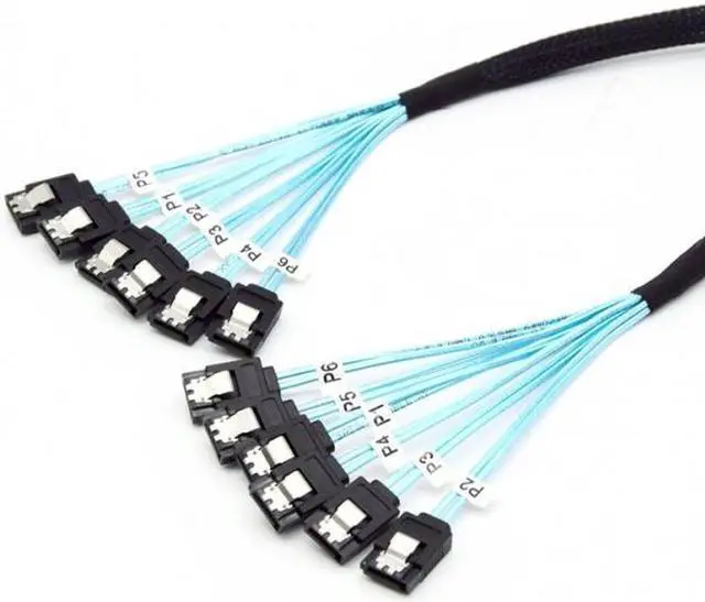 Alt view image 2 of 6 - Aomoproing Internal 6 SATA 7pin to 6 SATA 7pin Target SSD Hard Disk 6Gbps Data Server Raid Cable