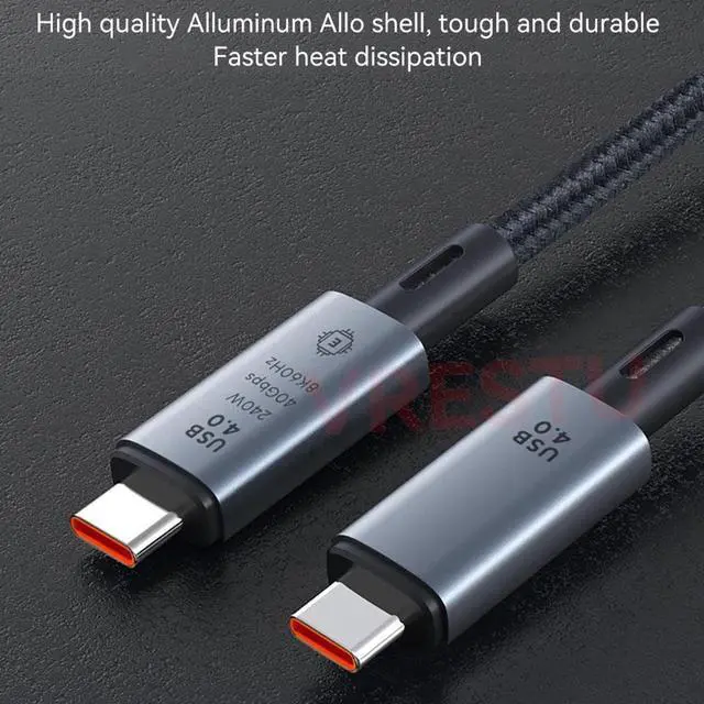 Alt view image 6 of 6 - USB C to USB C Cable 240W, USB 4 Cable Active Thunderbolt 4 Cable 3.3FT / 1M Supports 40Gbps Data Transfer, Single 8K 60Hz/Dual 4K Displays Compatible with Thunderbolt 4, Mobile Phone, Notebook, MAC