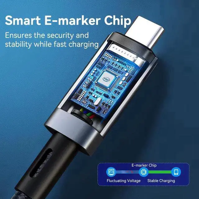 Alt view image 5 of 6 - USB C to USB C Cable 240W, USB 4 Cable Active Thunderbolt 4 Cable 3.3FT / 1M Supports 40Gbps Data Transfer, Single 8K 60Hz/Dual 4K Displays Compatible with Thunderbolt 4, Mobile Phone, Notebook, MAC