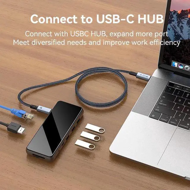Alt view image 2 of 6 - USB C to USB C Cable 240W, USB 4 Cable Active Thunderbolt 4 Cable 3.3FT / 1M Supports 40Gbps Data Transfer, Single 8K 60Hz/Dual 4K Displays Compatible with Thunderbolt 4, Mobile Phone, Notebook, MAC
