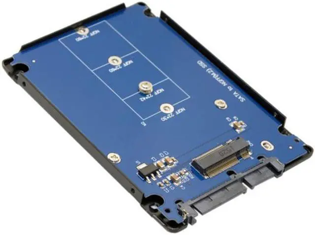 Alt view image 2 of 7 - Aomoproing B+M Key Socket 2 M.2 NGFF (SATA) SSD to 2.5 SATA Adapter Card Adapter with Black Metal Case