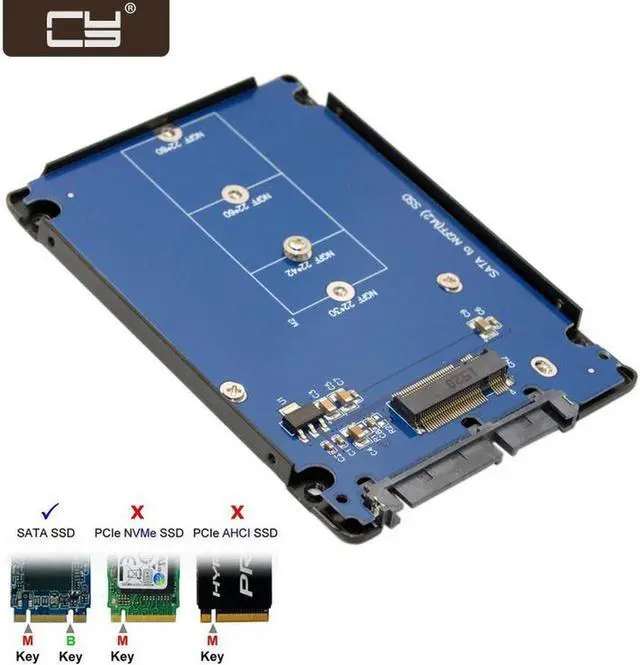 Main image of Aomoproing B+M Key Socket 2 M.2 NGFF (SATA) SSD to 2.5 SATA Adapter Card Adapter with Black Metal Case