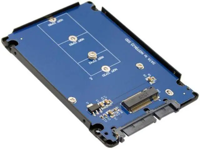 Alt view image 2 of 7 - Aomoproing B+M Key Socket 2 M.2 NGFF (SATA) SSD to 2.5 SATA Adapter Card Adapter with Black Metal Case