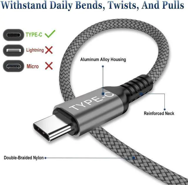 Alt view image 7 of 7 - Basesailor USB C to USB C 100W Charger Cable 10FT with Adapter,Type C Power Fast Car Charging Cord for iPhone 15 Pro Plus Max,,iPad Air 5 4 5th Mini 6,Samsung Galaxy S24 Ultra 24 S23 S22 FE,16