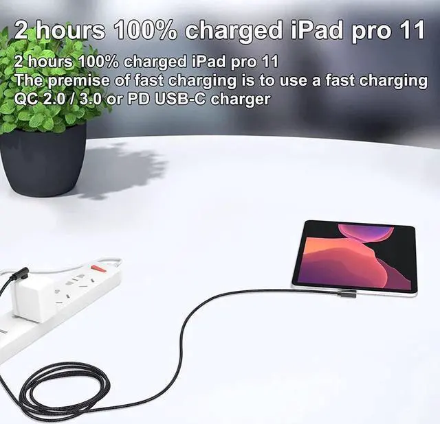 Alt view image 4 of 7 - [2P ACK] 90 Degree USB C to USB C Cable 6.6ft/2M, 60W PD Type C Fast Charging Data Cable,Dual Right Angle Nylon Braided Cable for Ma-c-Book Pro 2020, i-Pad Pro/Air, Smartphones, Tablet etc