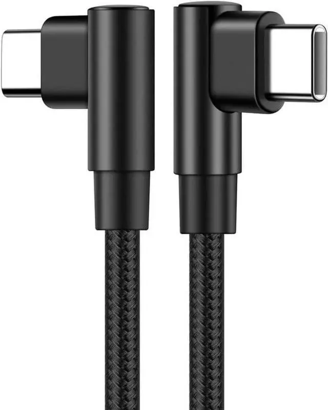 Alt view image 6 of 7 - [2P ACK] 90 Degree USB C to USB C Cable 6.6ft/2M, 60W PD Type C Fast Charging Data Cable,Dual Right Angle Nylon Braided Cable for Ma-c-Book Pro 2020, i-Pad Pro/Air, Smartphones, Tablet etc