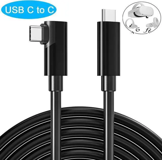 Main image of 16FT/5M USB C to USB C High Speed Data Transfer & Fast Charging Cord 90 Degree Angled Cable Compatible for Oculus Link Quset 2 and Quest Steam VR, USB 3.2 Gen 2 10Gbps Virtual Reality Headset Cable