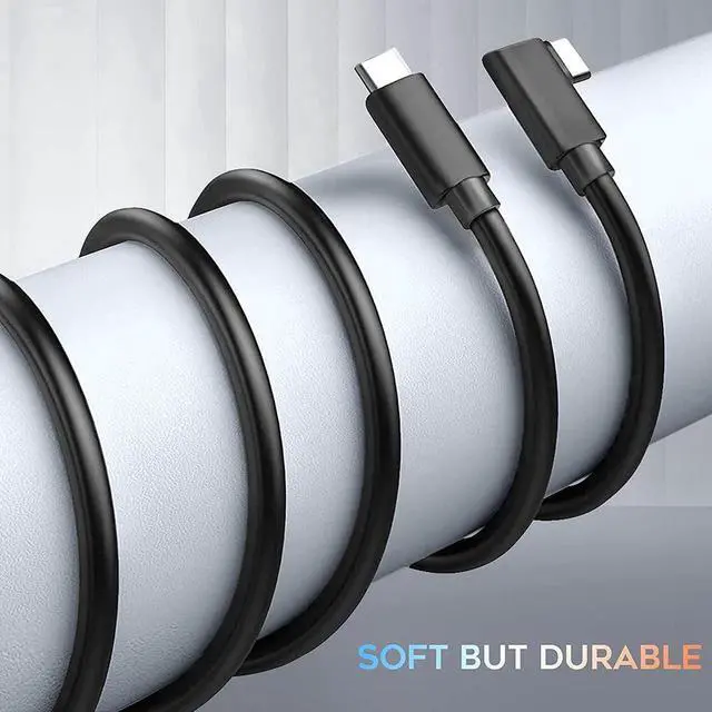 Alt view image 4 of 6 - 16FT/5M USB C to USB C High Speed Data Transfer & Fast Charging Cord 90 Degree Angled Cable Compatible for Oculus Link Quset 2 and Quest Steam VR, USB 3.2 Gen 2 10Gbps Virtual Reality Headset Cable