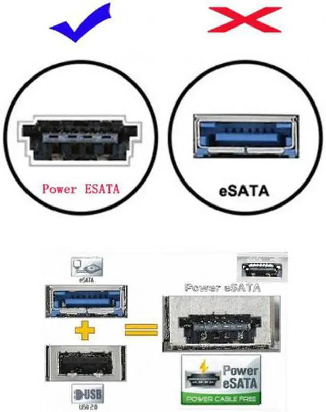Alt view image 3 of 7 - Aomoproing 50cm Dual Power 12V and 5V eSATAp Power ESATA USB 2.0 combo to 22Pin SATA cable for 2.5" 3.5" Hard Disk Drive