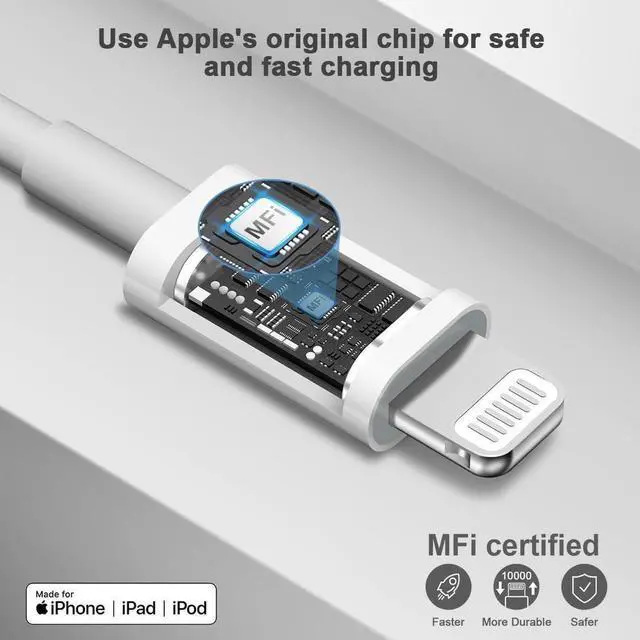 Alt view image 6 of 7 - [3 Pack] iPhone 14 13 12 11 Charger 20W USB-C Charger Blocks and 6Ft iPhone Charger Cable Compatible with iPhone 14/13/12/11/Xs/8