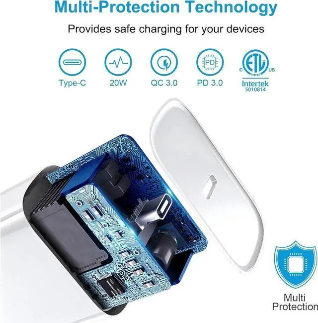 Alt view image 7 of 7 - [3 Pack] iPhone 14 13 12 11 Charger 20W USB-C Charger Blocks and 6Ft iPhone Charger Cable Compatible with iPhone 14/13/12/11/Xs/8