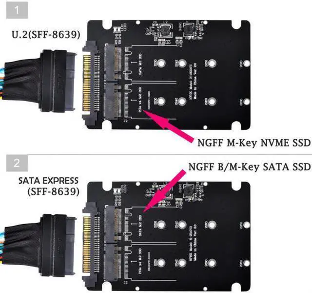 Alt view image 4 of 7 - Aomoproing    NVME U.2 to Combo NGFF M.2 M-key SATA PCIe SSD Adapter for Mainboard Replace SSD 750 p3600 p3700