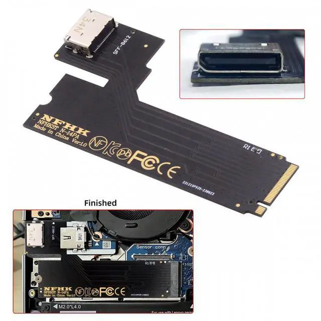 Alt view image 3 of 7 - Aomoproing PCI-E 4.0 M.2 M-key to Oculink  Host Adapter for 2022 2023 ThinkBook 14+ External Graphics Card & SSD