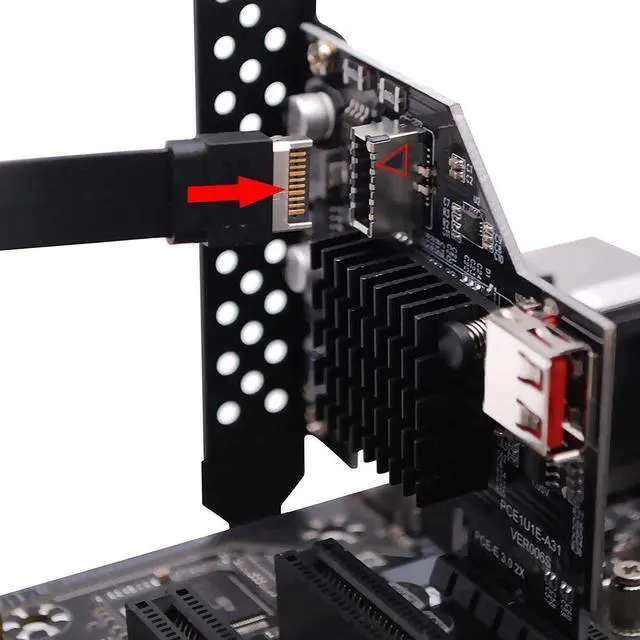 Alt view image 2 of 7 - PCI-E to Type E Express Card, USB 3.1 Front Type-E Expansion Card PCI-E 2X Interface, USB 3.1 GEN2 10Gbps Type-E 20PIN Expansion Card for Desktop PCS (ASM3142)