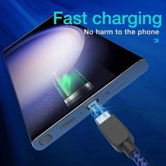 Alt view image 7 of 7 - USB Type C Cable 5pack (3/3/6/6/10FT) Fast Charging 3.1A Quick Charge USB A to USB Type C Charger Cord for Samsung Galaxy S20 S10 S9 S8 A73 A51 A13, Note 20 10, LG G8 G7 Controller-Blue