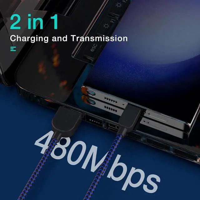 Alt view image 3 of 7 - USB Type C Cable 5pack (3/3/6/6/10FT) Fast Charging 3.1A Quick Charge USB A to USB Type C Charger Cord for Samsung Galaxy S20 S10 S9 S8 A73 A51 A13, Note 20 10, LG G8 G7 Controller-Blue