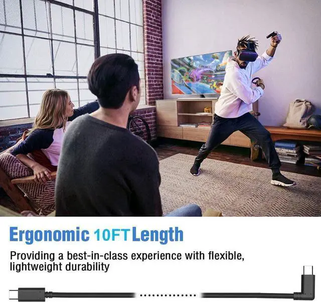 Alt view image 3 of 7 - USB C to USB Type-C Charge Cable 10ft, Super Speed Data Transfer Cable for Oculus Quest Link VR Quick Charge Cable for Phone Tablet Oculus Link Headset Cable ( 10feet/ 3m)