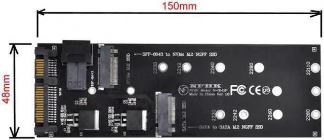 Alt view image 5 of 7 - Aomoproing   Kit NGFF M-Key to HD Mini SAS NVME PCIe SSD SATA Adapter for Motherboard