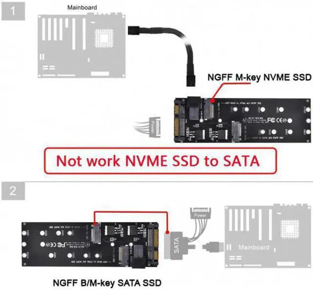 Alt view image 7 of 7 - Aomoproing   Kit NGFF M-Key to HD Mini SAS NVME PCIe SSD SATA Adapter for Motherboard