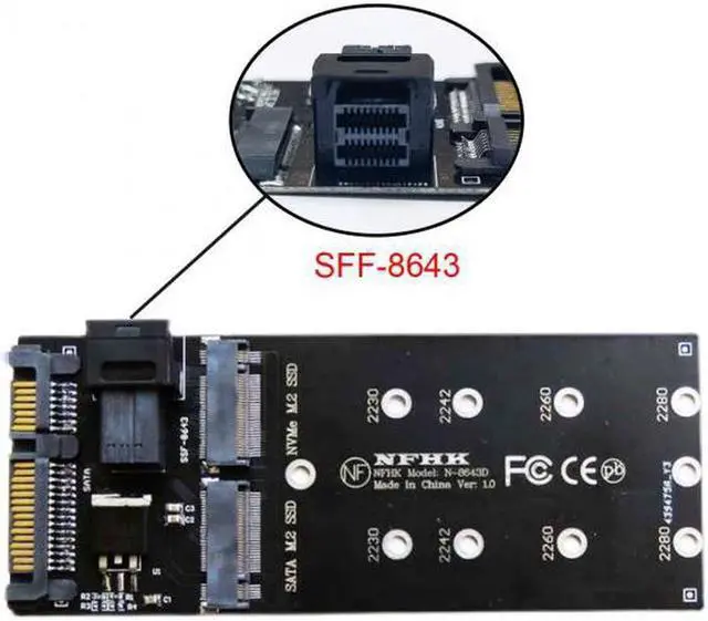 Alt view image 3 of 7 - Aomoproing   Kit NGFF M-Key to HD Mini SAS NVME PCIe SSD SATA Adapter for Motherboard