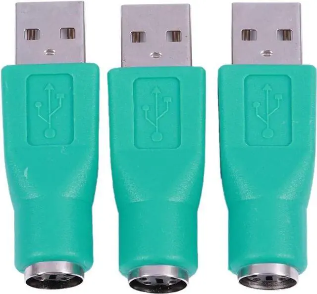 Main image of 3 Pack USB to PS2 Adapter Older Keyboard and Mouse PS/2 6Pin Jack Connector to Computer USB 4Pin Type A Port Plug Converter for Desktop PC Laptop Notebook Without PS-2 Interface