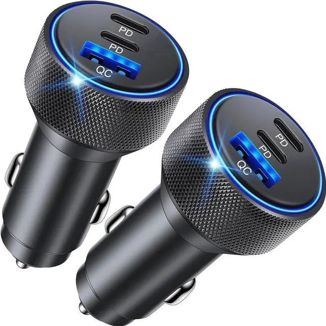 Main image of USB C Car Charger, 2Pack 3-Port 67W Dual USB-C & USB-A Phone Car Charger Adapter PD/QC Fast Charging Cigarette Lighter for iPhone 15 14 13 12 11 Pro Max, iPad, Samsung S24 S23 S22, Pixel 8 7, Android