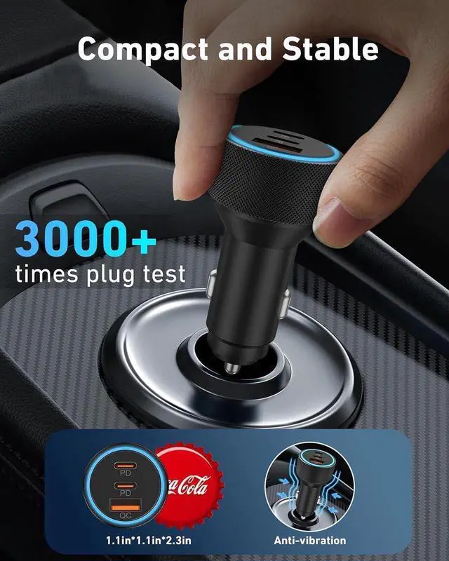 Alt view image 5 of 7 - USB C Car Charger, 2Pack 3-Port 67W Dual USB-C & USB-A Phone Car Charger Adapter PD/QC Fast Charging Cigarette Lighter for iPhone 15 14 13 12 11 Pro Max, iPad, Samsung S24 S23 S22, Pixel 8 7, Android