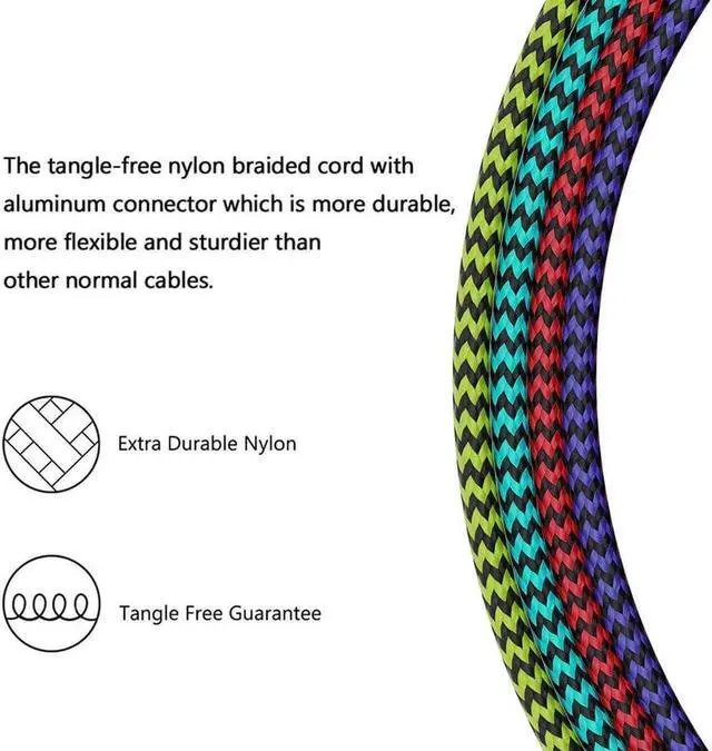 Alt view image 5 of 7 - USB C Cable 4pack 6ft Type C Charger Nylon Braided USB C Charger Cord Fast Charging Cable for Samsung Galaxy S21 S20 S10 Plus Note 10 LG Google Pixel Moto etc